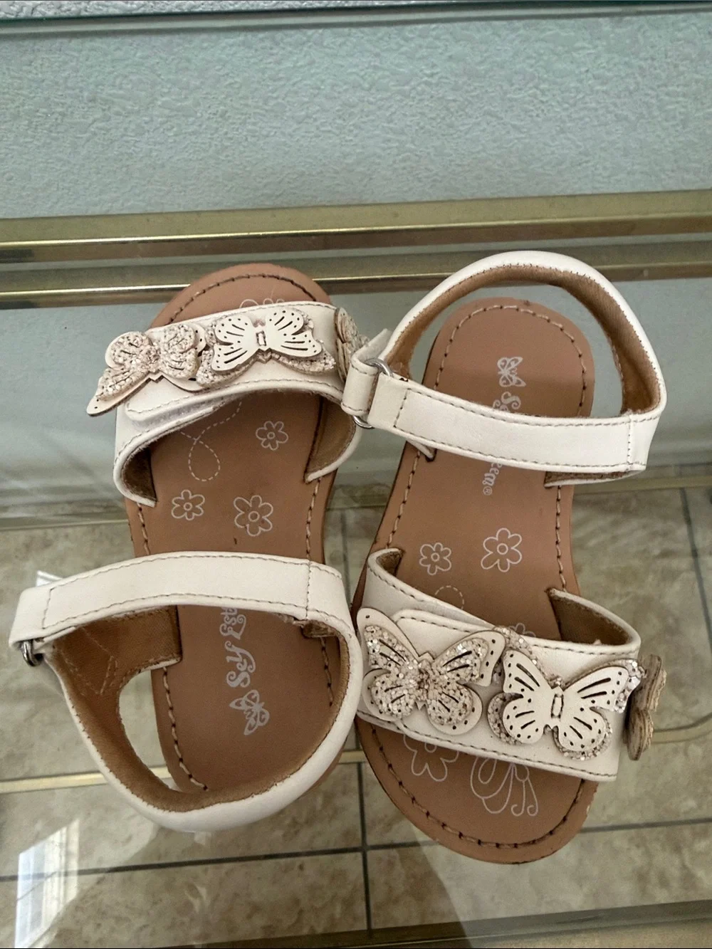 Girls white/cream Butterfly Strap Sandals - Kids